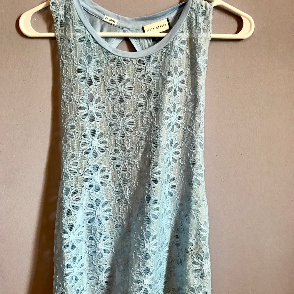 Lace open back top